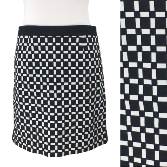 White House Black Market Full Side Zipper Geometric A-Line Midi Skirt size 6 - Picture 1 of 10